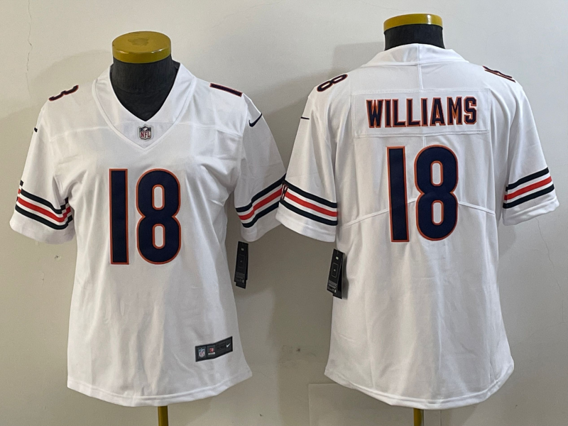 Women's NFL Chicago Bears #18 Caleb Williams White Away Vapor Jersey