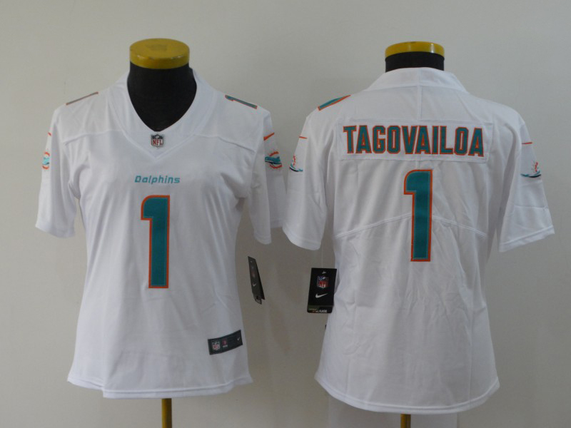 Women's NFL Miami Dolphins #1 Tua Tagovailoa White Away Vapor Jersey