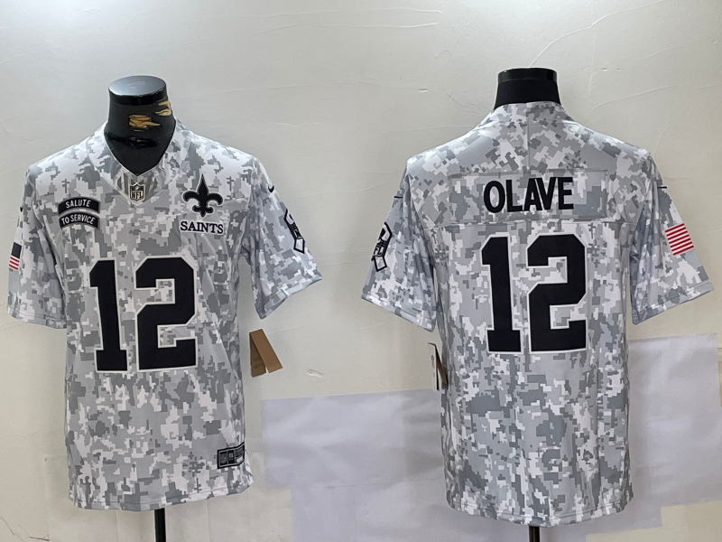 Men's NFL New Orleans Saints #12 Chris Olave 2024 Salute to Service F.U.S.E Jersey