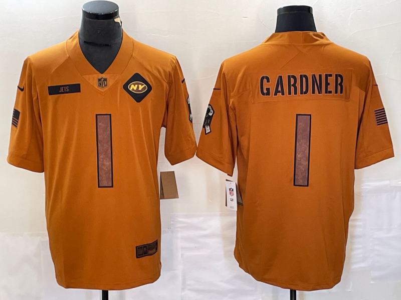 Men's NFL New York Jets #1 Sauce Gardner 2023 Salute to Service Vapor Jersey