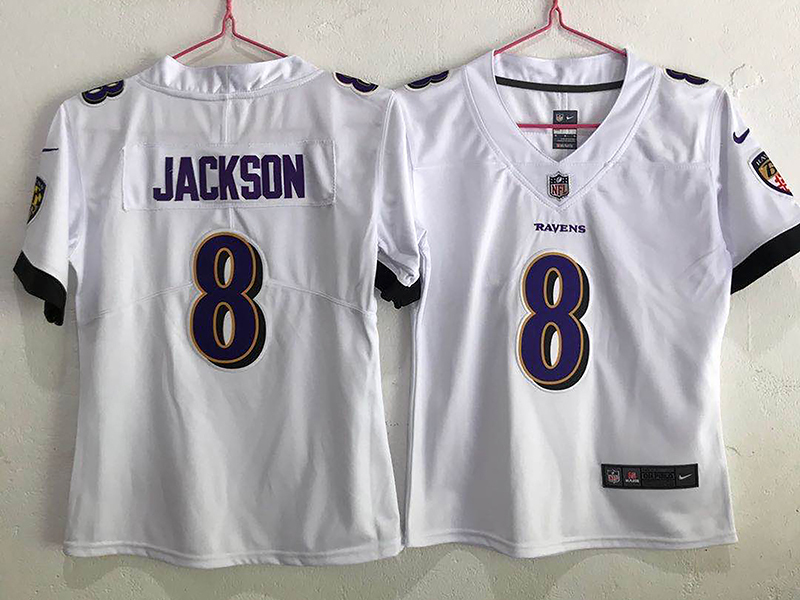 Youth/Women's NFL Baltimore Ravens #8 Lamar Jackson White Away Vapor Jersey