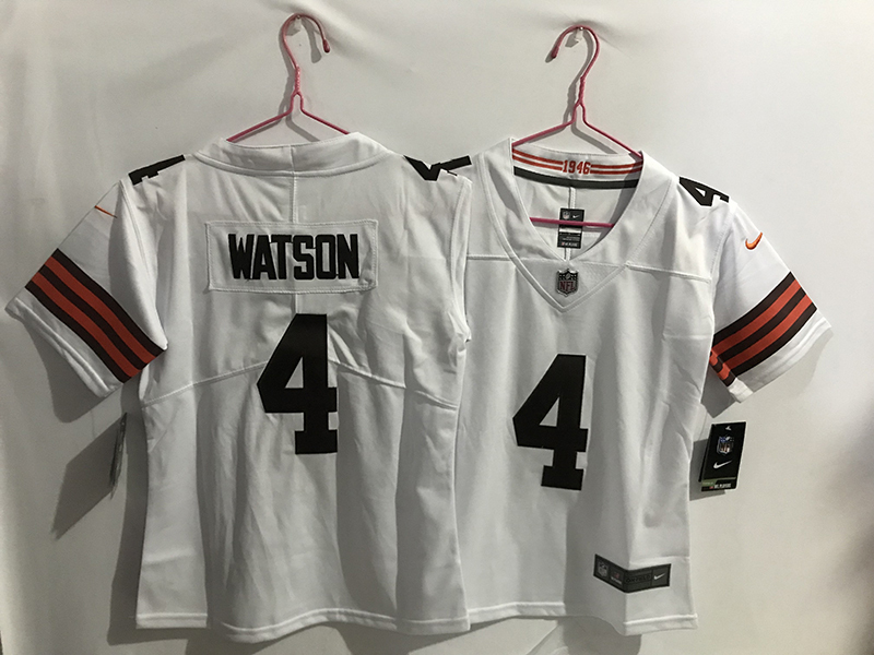 Youth/Women's NFL Cleveland Browns #4 Deshaun Watson White Away Vapor Jersey
