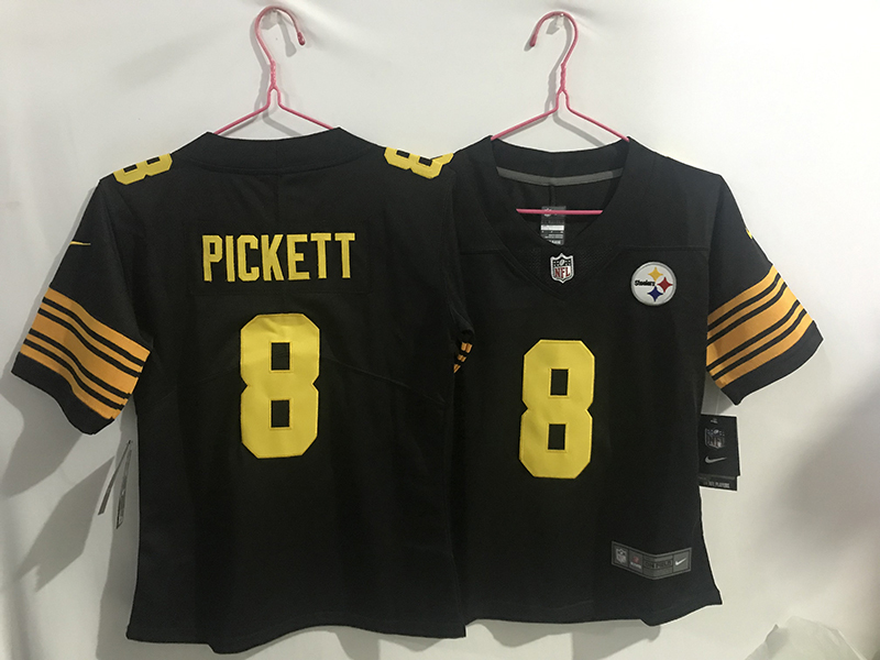 Youth/Women's NFL Pittsburgh Steelers #8 Kenny Pickett Black Throwback Vapor Jersey