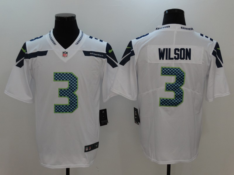 Men's NFL Seattle Seahawks #3 Russell Wilson White Vapor Untouchable Away Jersey