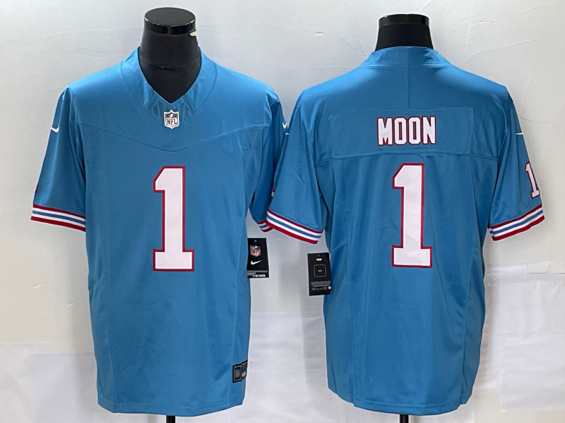 Men's NFL Tennessee Titans #1 Warren Moon Light Blue F.U.S.E Limited Throwback Jersey
