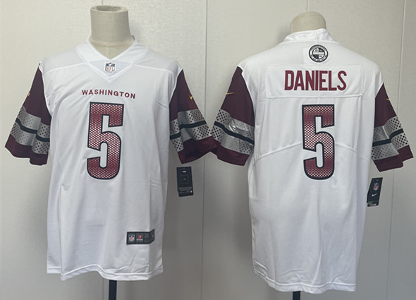 Men's NFL Washington Commanders #5 Jayden Daniels White Vapor Untouchable Away Jersey