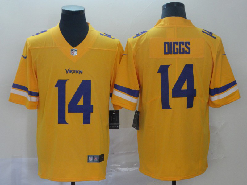 Men's NFL Minnesota Vikings #14 Stefon Diggs Yellow Vapor Untouchable Inverted Jersey