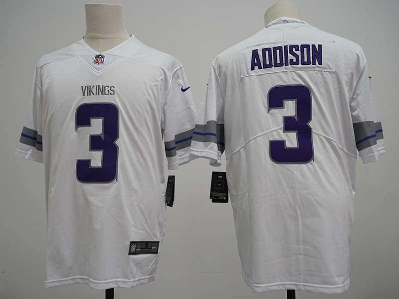 Men's NFL Minnesota Vikings #3 Jordan Addison White Vapor Untouchable Alternate Jersey