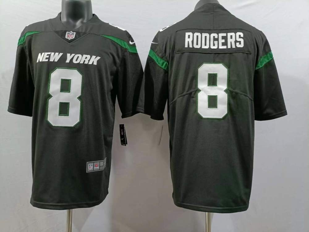 Men's NFL New York Jets #8 Aaron Rodgers Black Vapor Untouchable Alternate Jersey
