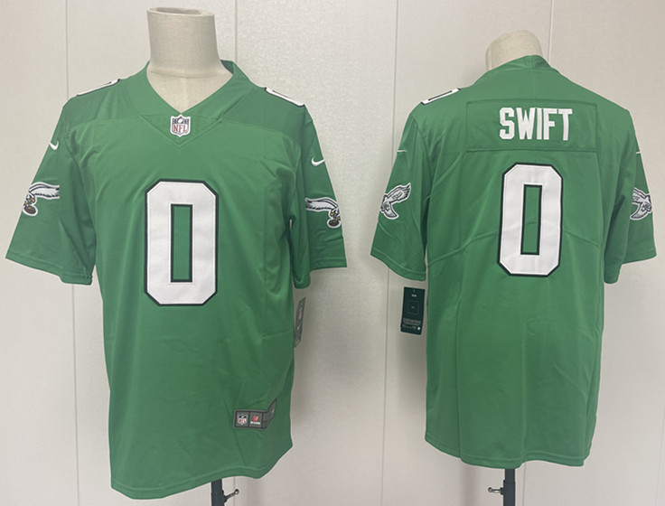 Men's NFL Philadelphia Eagles #0 D'Andre Swift Green Vapor Untouchable Throwback Jersey