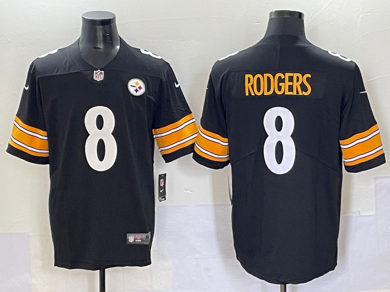 Men's NFL Pittsburgh Steelers #8 Aaron Rodgers Black Vapor Untouchable Home Jersey