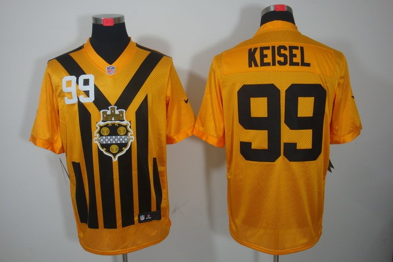 Men's NFL Pittsburgh Steelers #99 Brett Keisel Yellow Throwback Legacy Jersey