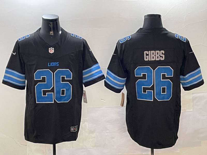 Men's NFL Detroit Lions #26 Jahmyr Gibbs New Black F.U.S.E Alternate Jersey