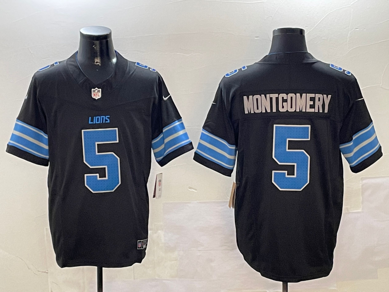 Men's NFL Detroit Lions #5 David Montgomery New Black F.U.S.E Alternate Jersey