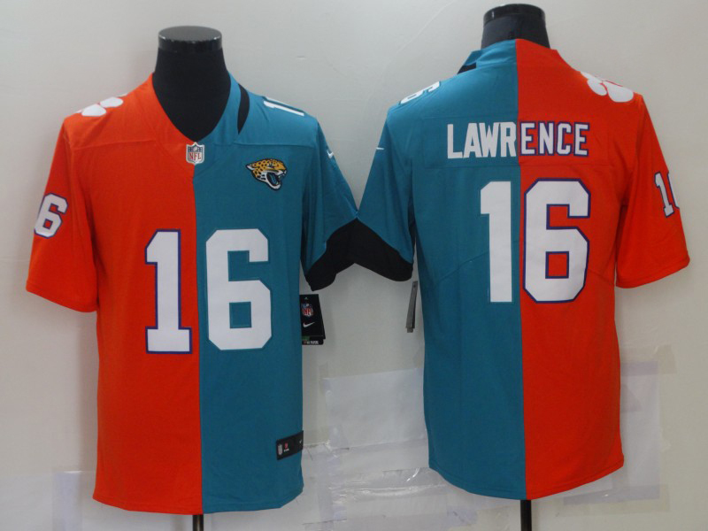 Men's NFL Jacksonville Jaguars #16 Trevor Lawrence Teal/Orange Split Vapor Untouchable Jersey