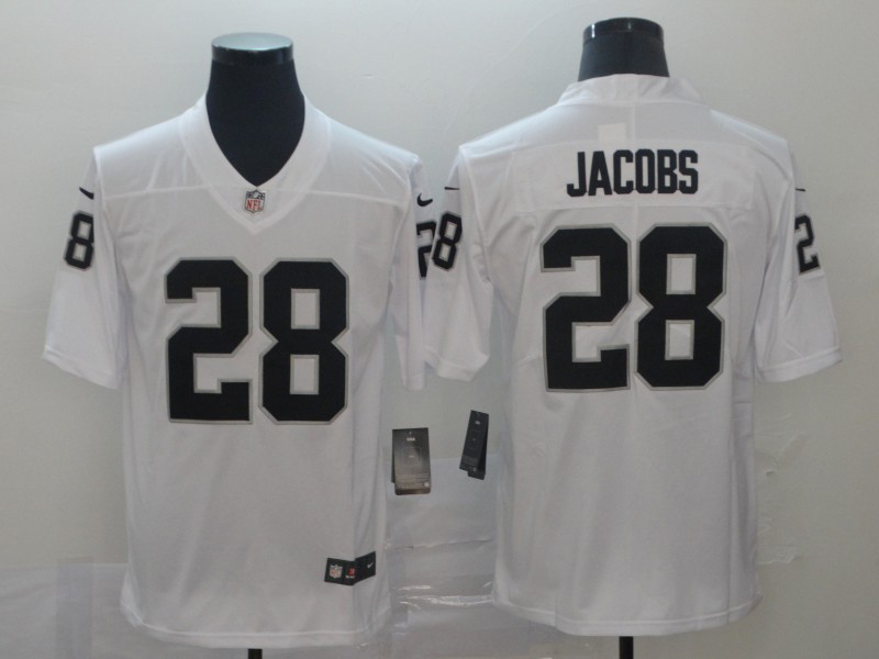 Men's NFL Las Vegas Raiders #28 Josh Jacobs White Vapor Untouchable Away Jersey
