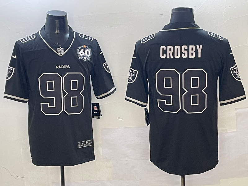 Men's NFL Las Vegas Raiders #98 Maxx Crosby Black 60th Anniversary Limited Jersey