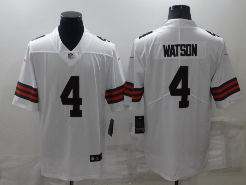 Men's NFL Cleveland Browns #4 Deshaun Watson White Vapor Untouchable Away Jersey