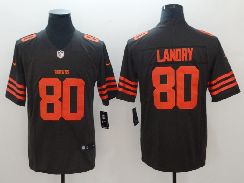 Men's NFL Cleveland Browns #80 Jarvis Landry Brown Color Rush Jersey