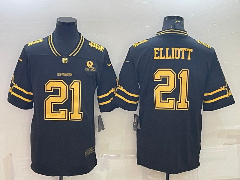 Men's NFL Dallas Cowboys #21 Ezekiel Elliott Black/Gold Vapor Premium Jersey