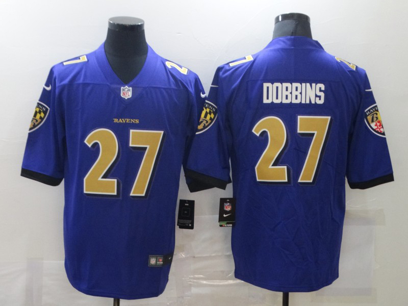 Men's NFL Baltimore Ravens #27 J.K. Dobbins Purple Vapor Color Rush Jersey