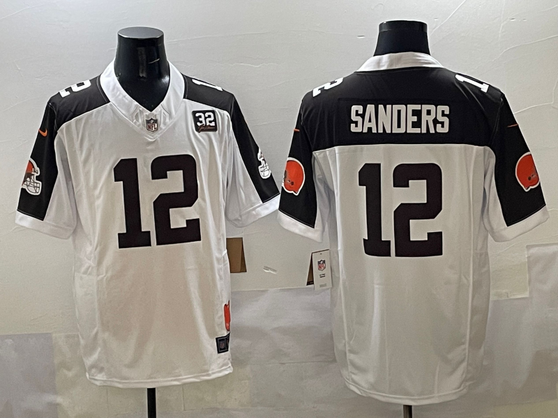 Men's NFL Cleveland Browns #12 Shedeur Sanders White Thanksgiving Day F.U.S.E Limited Jersey