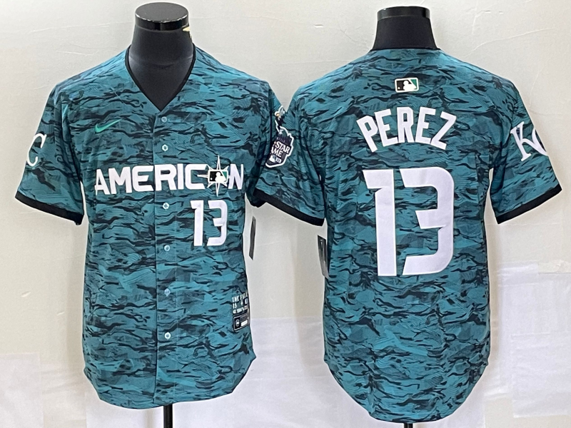 Men's American League Kansas City Royals #13 Salvador Perez 2023 All-Star Teal Limited Jersey