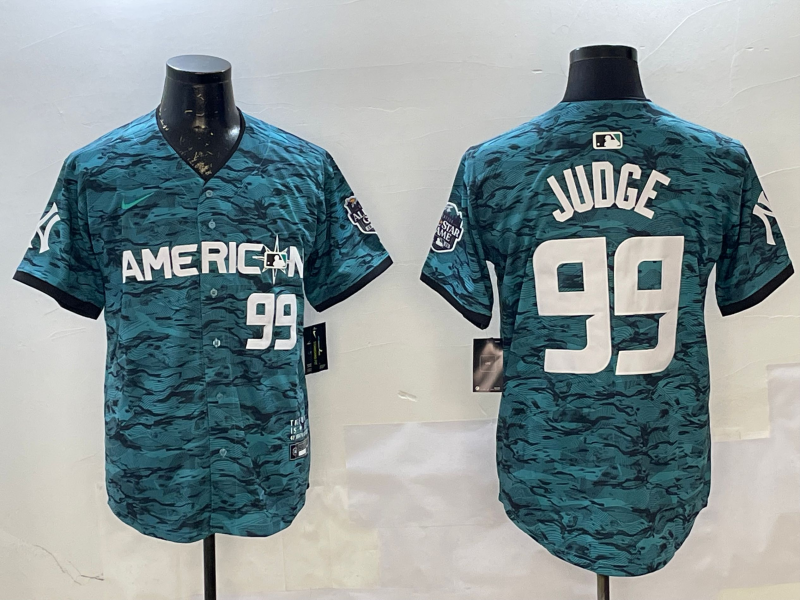 Men's American League New York Yankees #99 Aaron Judge 2023 All-Star Teal Limited Jersey