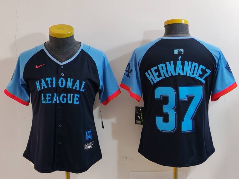 Women's National League Los Angeles Dodgers #37 Teoscar Hernández 2024 All-Star Navy Limited Jersey