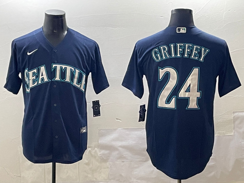 Men's MLB Seattle Mariners #24 Ken Griffey Nike Navy Alternate Limited Jersey