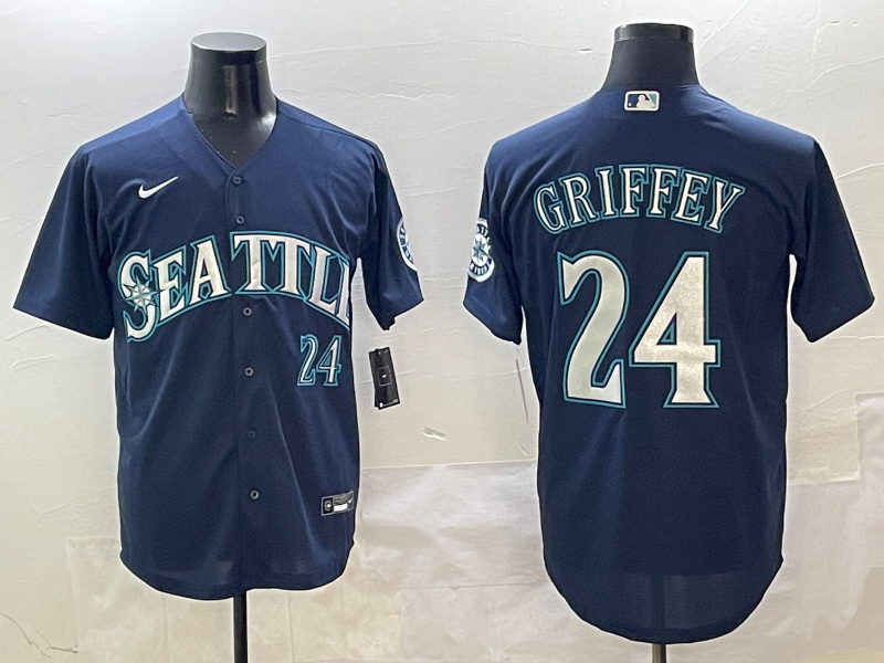 Men's MLB Seattle Mariners #24 Ken Griffey Nike Navy Alternate Limited Jersey