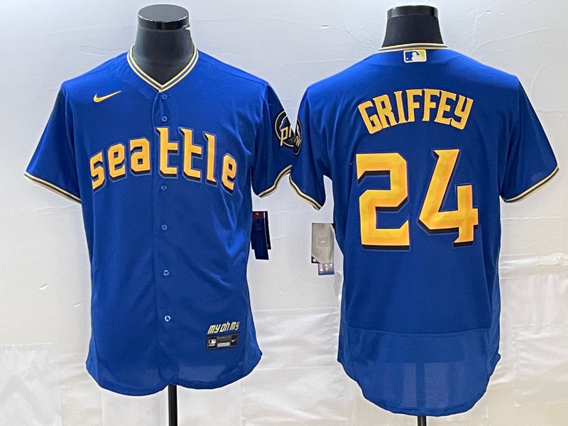 Men's MLB Seattle Mariners #24 Ken Griffey Nike Royal City Connect Limited/Elite Jersey