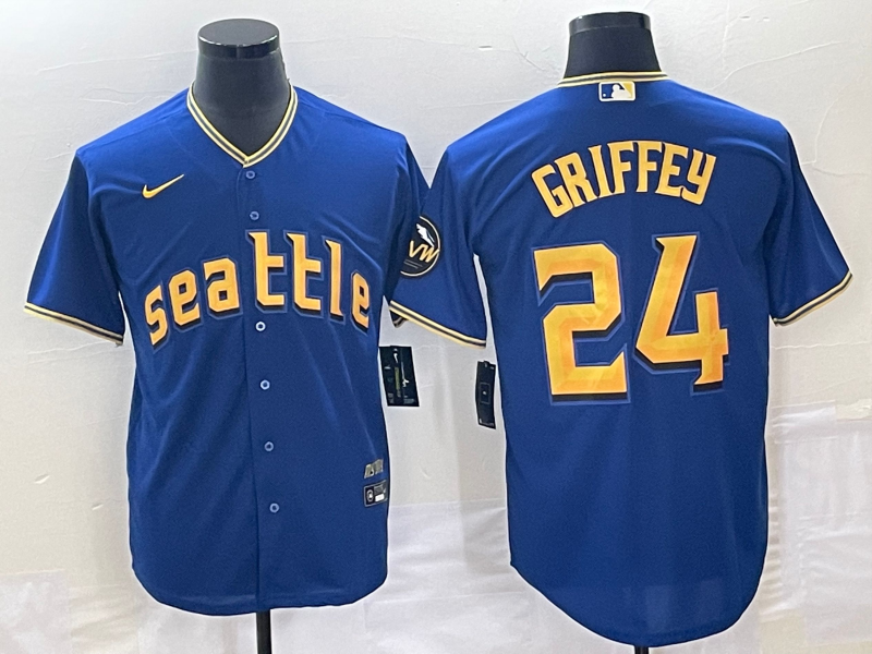 Men's MLB Seattle Mariners #24 Ken Griffey Nike Royal City Connect Limited/Elite Jersey