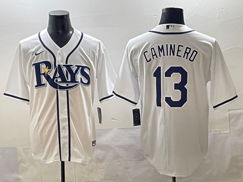 Men's MLB Tampa Bay Rays #13 Junior Caminero Nike White Home Limited Jersey