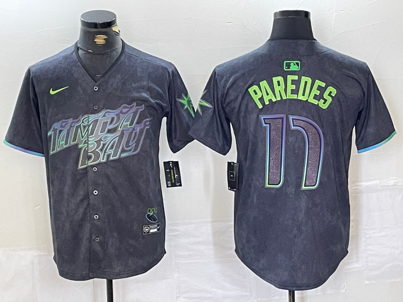 Men's MLB Tampa Bay Rays #17 Isaac Paredes Nike Black City Connect Limited Jersey