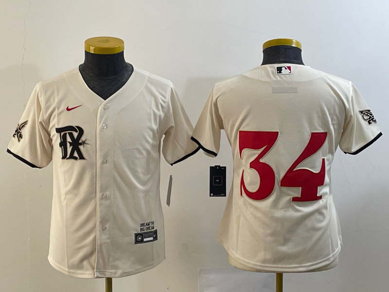Youth MLB Texas Rangers #34 Nolan Ryan Nike Natural City Connect Limited Jersey