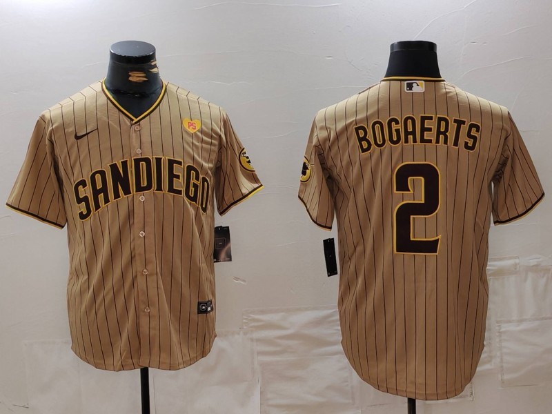 Men's MLB San Diego Padres #2 Xander Bogaerts Nike Khaki Alternate Limited Jersey