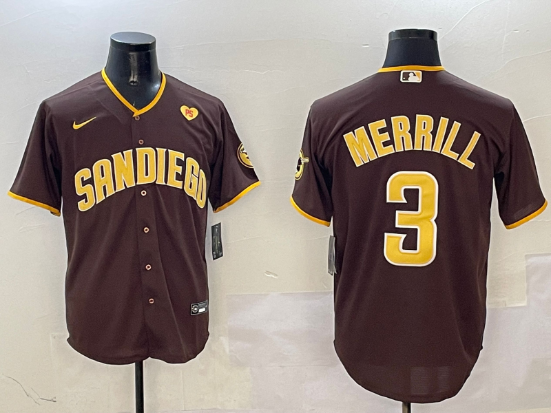 Men's MLB San Diego Padres #3 Jackson Merrill Nike Brown Road Limited Jersey