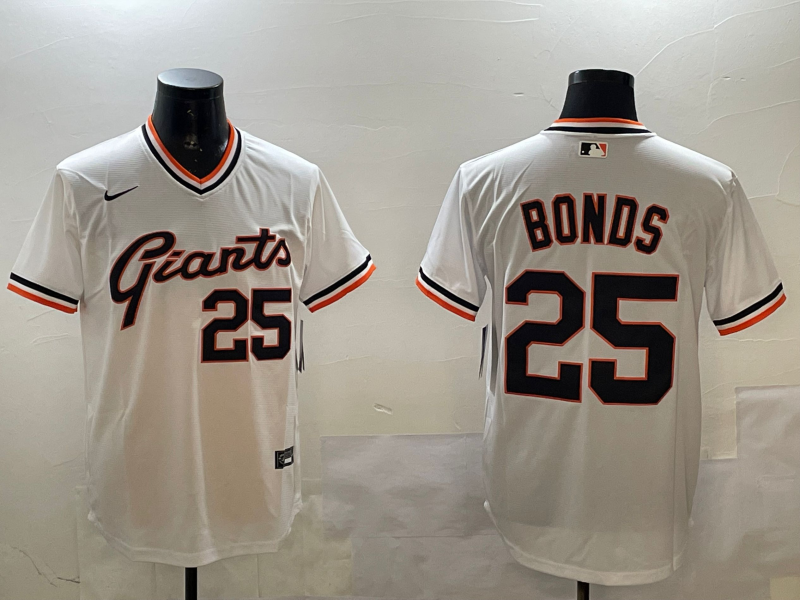Men's MLB San Francisco Giants #25 Barry Bonds White Cooperstown Collection Pullover Jersey