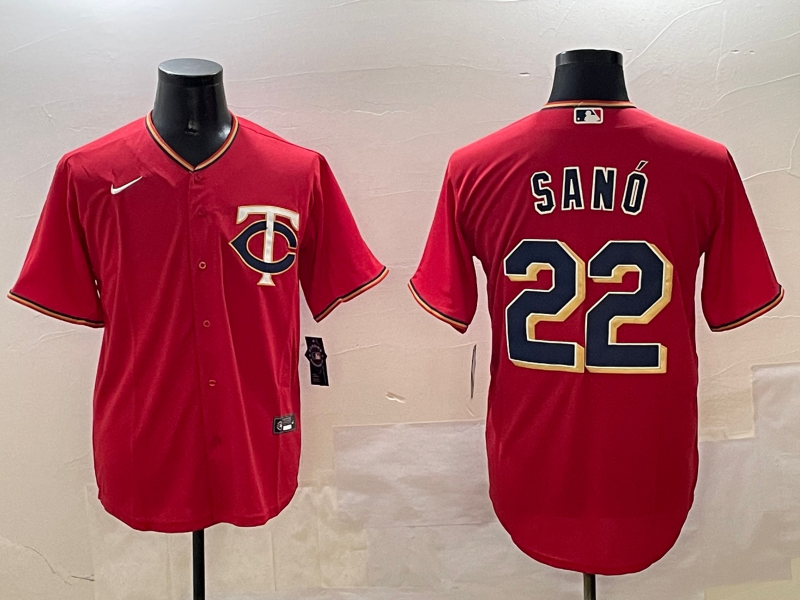Men's MLB Minnesota Twins 22 Miguel Sanó Nike Red Alternate Replica Jersey