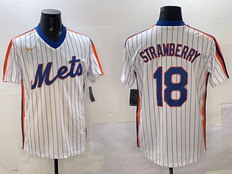 Men's MLB New York Mets #18 Darryl Strawberry Nike Throwback Cooperstown Collection Jersey