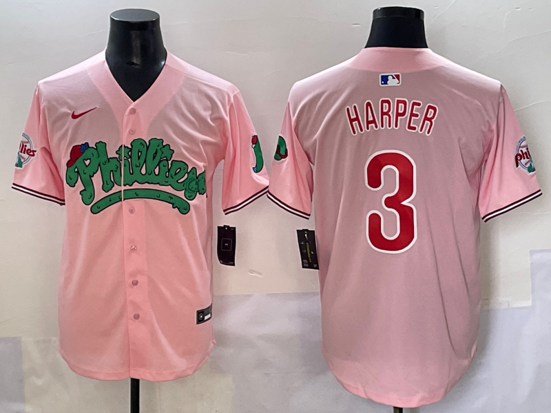 Men's MLB Philadelphia Phillies Phanatic #3 Bryce Harper Nike Pink Customized Jersey