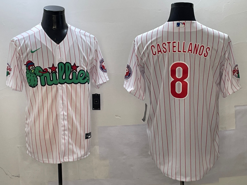 Men's MLB Philadelphia Phillies Phanatic #8 Nick Castellanos Nike Home Customized Jersey