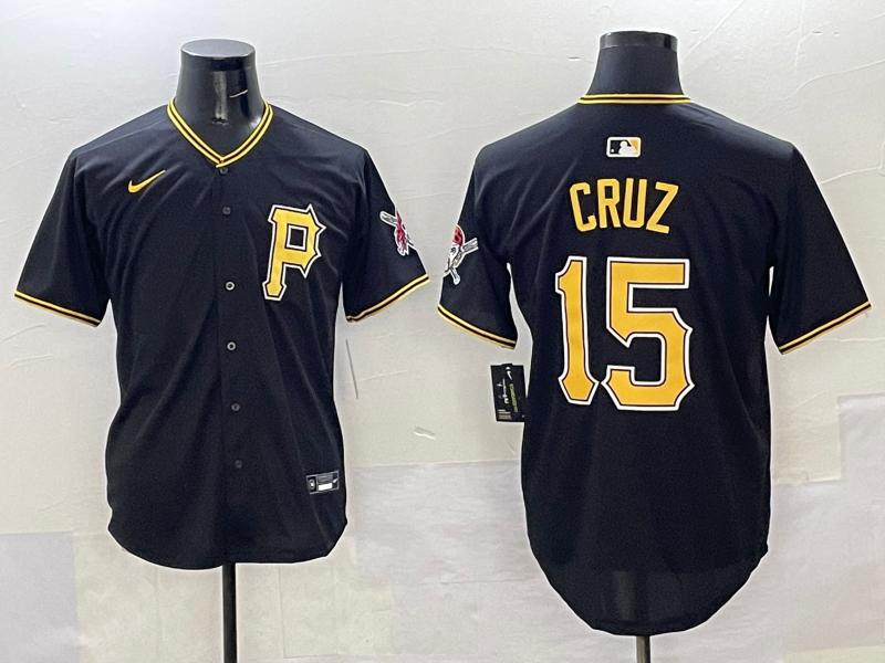 Men's MLB Pittsburgh Pirates #15 Oneil Cruz Nike Nlack Alternate Limited Jersey