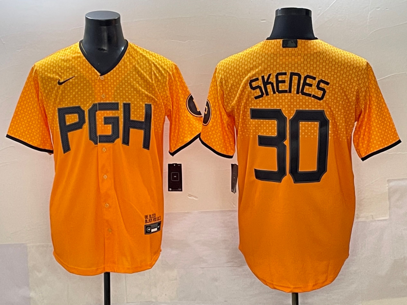 Men's MLB Pittsburgh Pirates #30 Paul Skenes Nike Yellow City Connect Limited Jersey