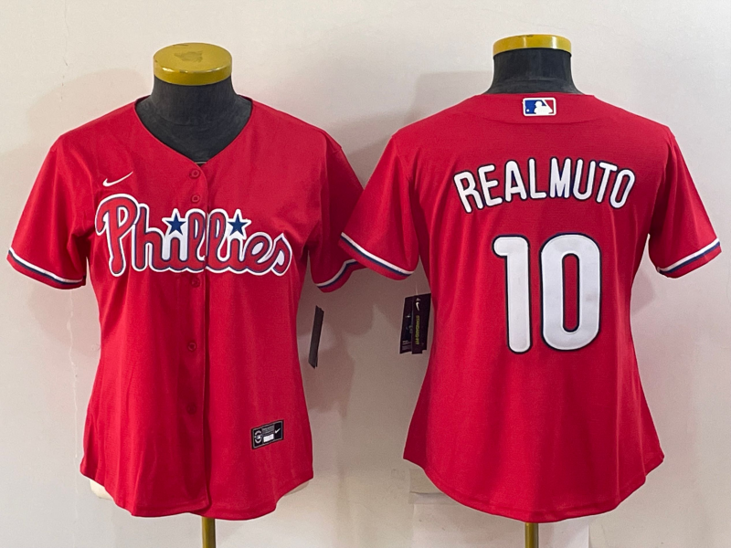 Women's MLB Philadelphia Phillies #10 J.T. Realmuto Nike Red Alternate Limited Jersey