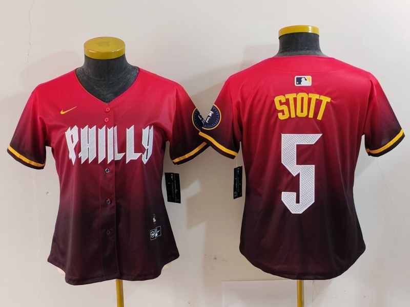 Women's MLB Philadelphia Phillies #5 Bryson Stott Nike Red City Connect Limited Jersey