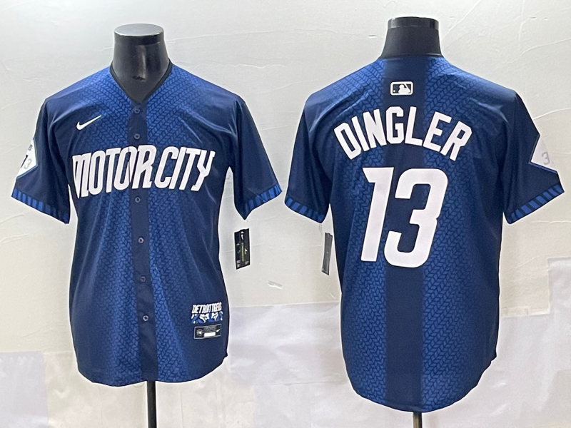Men's MLB Detroit Tigers #13 Dillon Dingler Nike Navy City Connect Limited Jersey