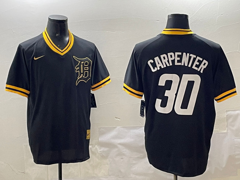 Men's MLB Detroit Tigers #30 Kerry Carpenter Nike Black Cooperstown Collection Pullover Jersey