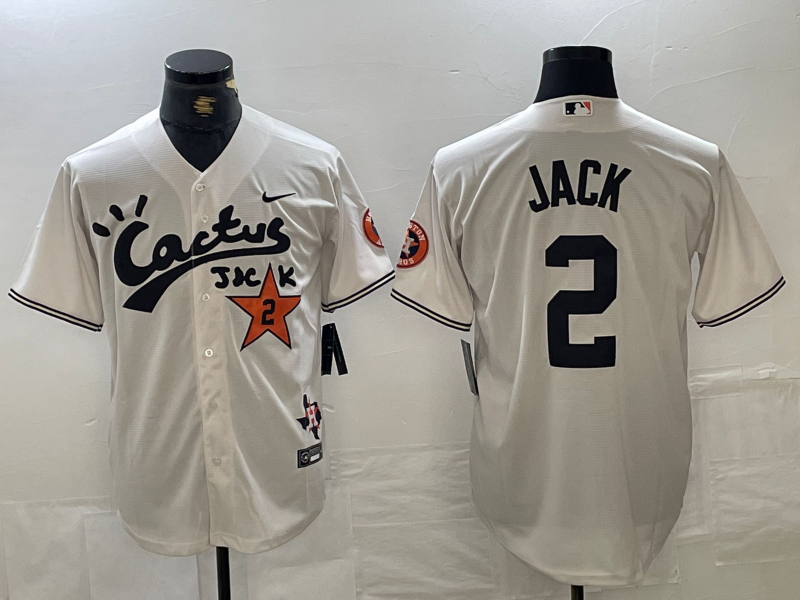 Men's MLB Houston Astros x Cactus Jack #2 Junction Jack Nike Cream Premier Limited Jersey